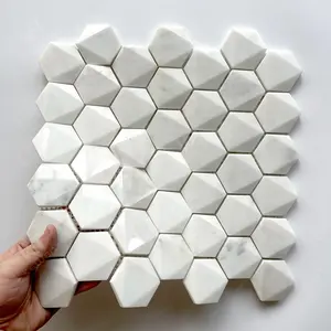 Kewent Mosaic High Quality Natural Mosaico Marmo Honeycomb Hexagon Marble Stone Mosaic Tile For Wall Floor