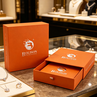 Boîte en papier orange personnalisée, écologique, réutilisable, avec poignées ondulées, pour bijoux, bagues, colliers, style tiroir