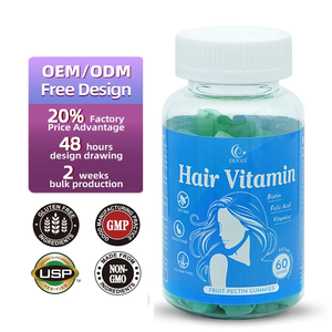 Gummies vitaminées pour cheveux DUOZI, 60 unités, biotine, acide folique, vitamine C, sans gluten, pectine de fruits de tous types - Product Image 1