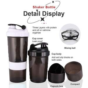 Botella Mezcladora de Proteínas Personalizada con Nuevo Diseño 2025 - Botella de Agua Deportiva y para Gimnasio Libre de BPA - Tapa con Compartimento de Almacenamiento y Vaso Mezclador (Venta al Por Mayor Disponible) - Product Image 3