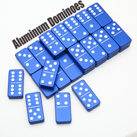 Dominos en métal double 6 personnalisés, gravés à la main, en alliage d'aluminium bleu, rose, doré, acier inoxydable et titane