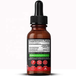 Oem Vegan Hàn Quốc Đỏ Panax Nhân Sâm + <span class=keywords><strong>Ginkgo</strong></span> <span class=keywords><strong>Biloba</strong></span> chiết xuất từ rễ chất lỏng giọt sức mạnh cho nam giới và phụ nữ năng lượng, hiệu suất và tập trung - Product Image 5