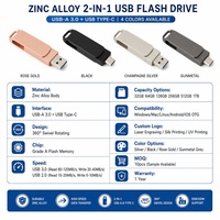 Clé USB 2-en-1 en métal USB 3.0 haute vitesse OTG Type-C 16 Go pour téléphone, idéale comme cadeau d'anniversaire (vente en gros)
