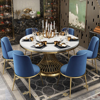 Table à Manger Ronde en Marbre de Luxe Moderne Haut de Gamme 2021 pour Hôtel et Restaurant Avec Plateau Tournant