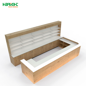 Comptoir de caisse personnalisé Highbright avec étagère arrière et bureau de réception pour supermarché et épicerie - Product Image 2