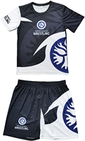 2025 Ensemble de Lutte Personnalisé pour Hommes Tricoté Maillots + Shorts Sublimation Complète Ensemble 2 Pièces International