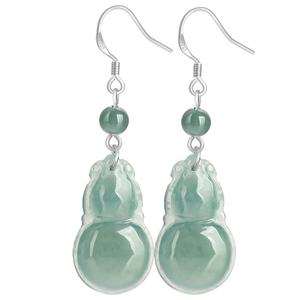 Pendientes de Calabaza de Jadeíta Natural con Incrustaciones de Plata S925, Accesorios de Moda para Mujer, Incluye Certificado de Tasación D601 - Product Image 5