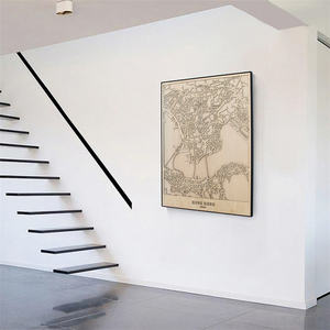 Hecho a mano 3D de madera Hong Kong Street City Map Living Room Wall cuadro decorativo con marco de fotos - Product Image 1