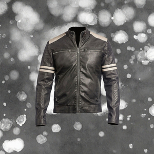 Chaqueta de Motociclista de Cuero Negra para Hombre, Manga Larga, Resistente al Viento, Estilo para Todas las Temporadas - Product Image 2