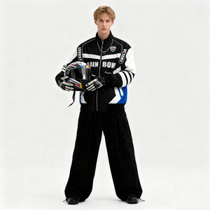 <span class=keywords><strong>Chaqueta</strong></span> <span class=keywords><strong>de</strong></span> Carreras para <span class=keywords><strong>Hombre</strong></span>, Estilo Motorsport, con Parches Bordados, Bloques <span class=keywords><strong>de</strong></span> Color, Cierre <span class=keywords><strong>de</strong></span> Cremallera, <span class=keywords><strong>Chaqueta</strong></span> Bomber para Motocicleta - Product Image 6