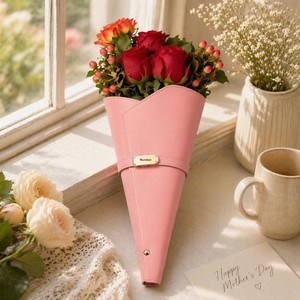 Suporte de Buquê de Couro Personalizado com Gravação, Bolsa Minimalista de Couro PU para Flores, Presente para o Dia das Mães, Bolsa Única para Lembrancinhas de Casamento - Product Image 5