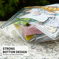 Pochette transparente à fermeture éclair personnalisée avec motif de dessin animé mignon, trou de suspension, sac d'emballage en plastique pour bonbons, bijoux, mini-cadeaux, rangement