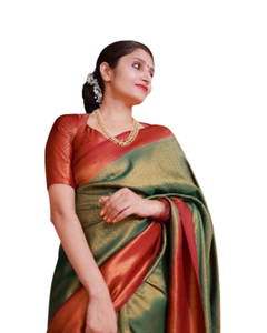 Sari en soie, mousseline et organza, avec chemisier prêt-à-porter, pour femme, pour mariage et soirée, vêtements indiens élégants, multicolores, design moderne - Product Image 1