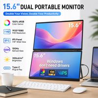 Monitor Portátil Dual de 15.6 Pulgadas, Plegable, Full HD, USB-C/Monitor de Pantalla Dual para Laptop, Mac, Windows, Uso Empresarial