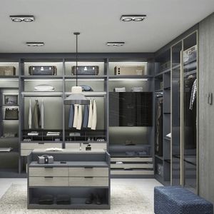 Armarios Modulares Modernos, Juego de Muebles para Dormitorio, Personalizados para el Hogar u Hotel, con Puerta de Aluminio y Vidrio, Armario Vestidor de Madera - Product Image 5