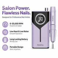 HOWYEA Professionnel 30000RPM Ponceuse à Ongles Électrique Rechargeable sans Fil Portable avec Balais en Carbone pour Manucure Pédicure en Salon