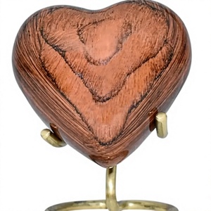 Urne funéraire décorative en aluminium en forme de cœur avec colibris violet en vol, avec support métallique et boîte en velours offerte - Product Image 5