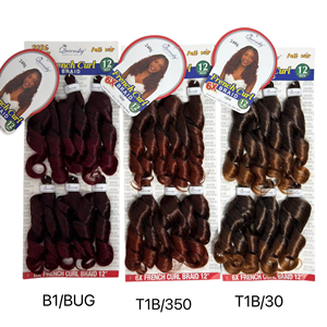 Lot de 6 extensions capillaires synthétiques ondulées souples noires de 12 pouces pour femme, tresses au crochet lisses, boucles françaises, vente en gros - Product Image 5