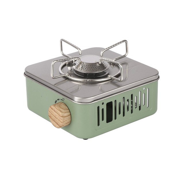 Outdoor Camping Lightweight Portable Butane Stove Hiking Mini Windproof Electronic Ignition Stainless Steel Square Gas Stove