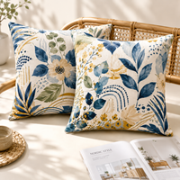 Housse de coussin OEM à imprimé végétal tropical, motif personnalisé Hibiscus et perroquet, texture douce
