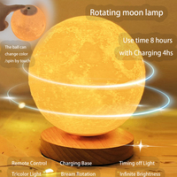 Lampe lunaire décorative de luxe sur base en bois pour chambre à coucher - Thème Halloween/Noël MOQ 100 pièces