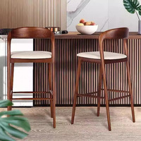Tabouret de bar en bois massif de frêne nordique, usage commercial, chaise haute, design minimaliste moderne, dossier, non pliable, non rotatif