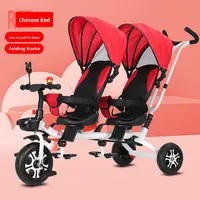 Nouveau Style Twin Tricycle Enfants Double Siège Pédale Vélo Bébé Poussette 0-3 Ans En Plastique Pliable avec Direction