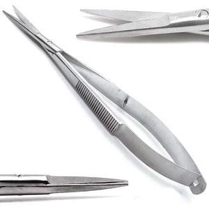 Profesional Castroviejo Micro tijeras de extensión de pestañas resorte recto de belleza de acero inoxidable con punta de hoja afilada - Product Image 1