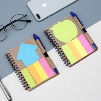Bloc-notes adhésif très vendu 12x16cm avec couverture en kraft, reliure spirale et stylo