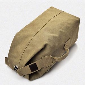 BSCI factory Brown Canvas Duffel Bag <b>Top</b> <b>Load</b> Double Strap Travel Canvas Backpack - Product Image 2