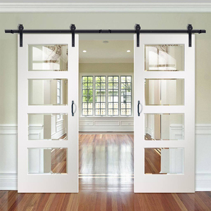 <span class=keywords><strong>Porte</strong></span> <span class=keywords><strong>coulissante</strong></span> en <span class=keywords><strong>bois</strong></span> massif moderne design d'intérieur chambre combinaison classique cadre en <span class=keywords><strong>bois</strong></span> blanc portes de grange coulissantes doubles en verre - Product Image 5