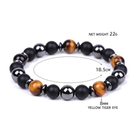 Bracelet élastique en hématite et améthyste 8 mm, style classique, pour hommes et femmes, idéal pour le quotidien – Collection Gemstone en promotion