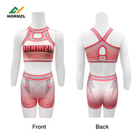 Tenue d'entraînement de cheerleading avec strass scintillants, vêtements de sport personnalisés par sublimation, ensemble d'échauffement de cheerleading