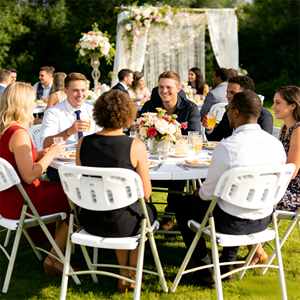 Ensemble de Table à Manger Ronde Pliable en Plastique en Gros - Design Moderne Meubles d'Extérieur Durables Légers Empilables et Portables - Product Image 4