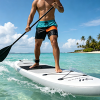 Laisse de cheville enroulée de 10 pieds pour paddleboard, blanche, en TPU de 7 mm, avec coussinet de confort, vente en gros, usine OEM, CE BSCI
