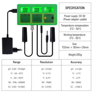 Medidor de <span class=keywords><strong>PH</strong></span> 4 en 1 <span class=keywords><strong>PH</strong></span> temperatura TDS RH de la calidad del <span class=keywords><strong>agua</strong></span> de Monitor con electrodo para <span class=keywords><strong>piscina</strong></span> acuario de <span class=keywords><strong>agua</strong></span> potable - Product Image 3