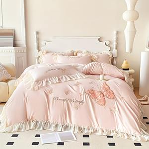 4 buah bordir tiga dimensi sikat ramah kulit + seprai renda kupu-kupu mawar buatan tangan - Product Image 5