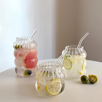 Tasse à eau transparente Summer Cute 410ML 650ML Flower Edge Ice Beverage Bubble Tea Coffee Mug Glasses Cup With Straw