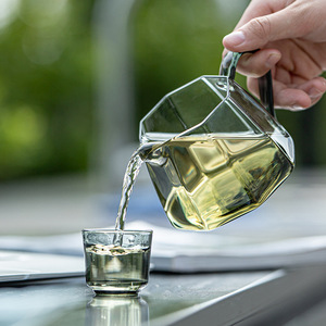 Octagonal Glass <b>Tea</b> Pitcher With Handle <b>Large</b> Capacity For Camping And <b>Tea</b> Serving - Product Image 3