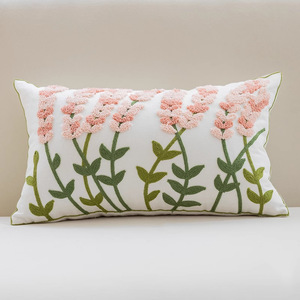 Housse de <span class=keywords><strong>coussin</strong></span> brodée style pastoral américain, motif petites fleurs fraîches, carrée, en coton, pour canapé, taie d'oreiller décorative, décoration intérieure - Product Image 6