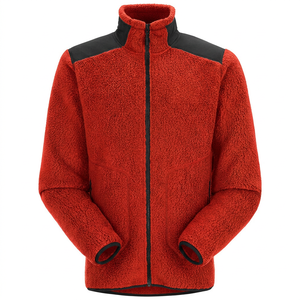 Wholesale Men's Solid Long High-Pile Sherpa Fleece <b>Waterproof</b> <b>Jacket</b> Custom Logo Winter <b>Warm</b> Stand Collar Full-Zip Outdoor - Product Image 3
