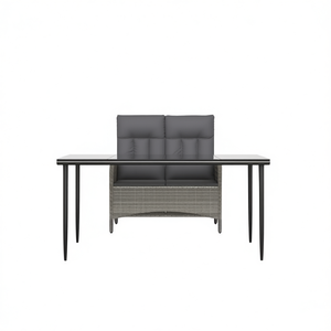 Dark <b>Grey</b> Garden Dining Set 2 Seater Modern Outdoor Furniture Weather Resistant Metal <b>Frame</b> Woven Design - Product Image 1