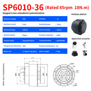 Rg SP6010-36 48V Micro không chổi than DC ra động cơ servo phẳng động cơ với hội trường cảm biến mini không chổi than DC động cơ - Product Image 6