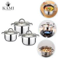 Ensemble de casseroles modernes en acier inoxydable de 24 cm avec couvercles en verre, revêtement multicouche antiadhésif, compatible four, lave-vaisselle, gaz et induction