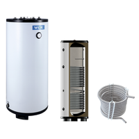 Pompe à chaleur air-eau WOK avec réservoir solaire à panneaux plats et réservoir tampon à serpentin pour ECS 50L/100L/500L pour usage domestique