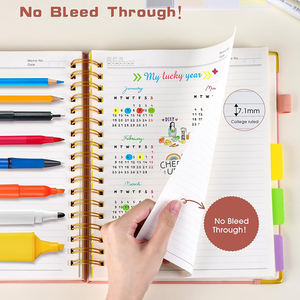 A5/A4 맞춤 인쇄 로고 평평한 하드 쉘 스파이럴 바인딩 가죽 커버 노트북 다이어리 분리된 페이지 라벨 포함 - Product Image 3