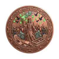 Pièce de collection artistique de prestige en cuivre fin .999, 1 once, avec relief haut de gamme représentant Pégase céleste, Harpe, Musée et Galaxie, au design éclatant