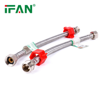 Tuyau tressé en acier inoxydable IFAN pour plomberie commerciale, pour salle de bain et cuisine, 1/2 pouce, 30-60 cm, 200 psi, installation facile