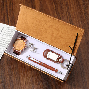 Coffret Cadeau Homme Haut de Gamme Personnalisé avec Logo – Montre, Ceinture, Portefeuille, Porte-clés en PU – Idéal Fête des Pères - Product Image 5