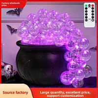 Lumière de décoration d'Halloween à LED à 8 modes, télécommandée, en plastique, à piles, à intensité variable, avec effet de bouilloire bouillonnante, IP55